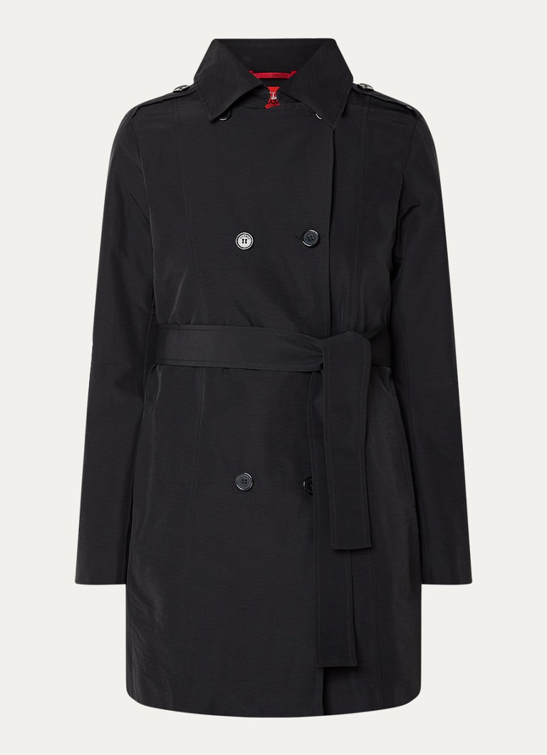 Max & Co Dames Milo double breasted trenchcoat met strikceintuur in de kleur Zwart