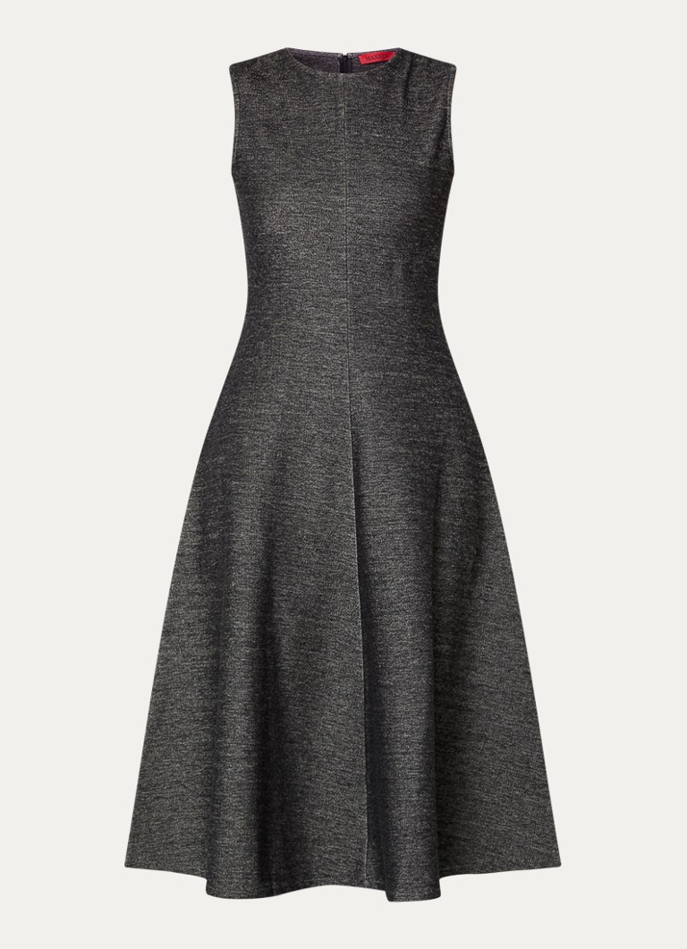 Max & Co Dames Saphir midi A-lijn jurk met gemêleerd dessin in de kleur Antraciet