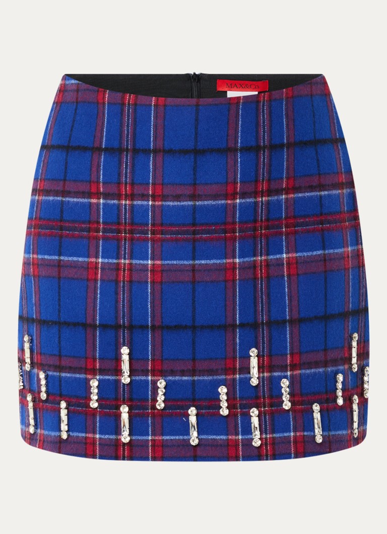 Max & Co Dames Deiva minirok in wolblend met strass in de kleur Kobaltblauw