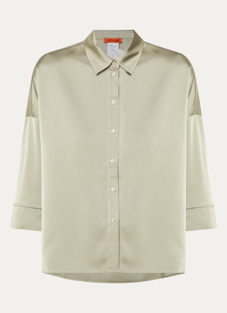 Max & Co Dames Sbembo blouse van satijn in de kleur Khaki