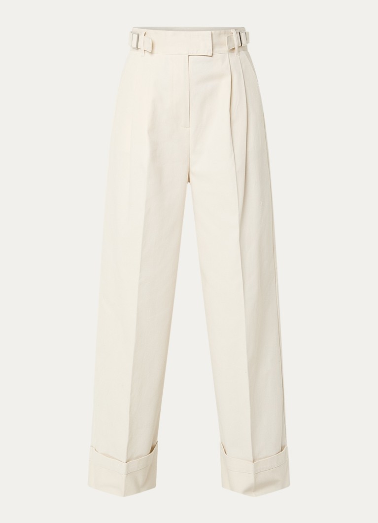 Max & Co Dames Garonna high waist straight fit broek met steekzakken in de kleur Gebroken wit