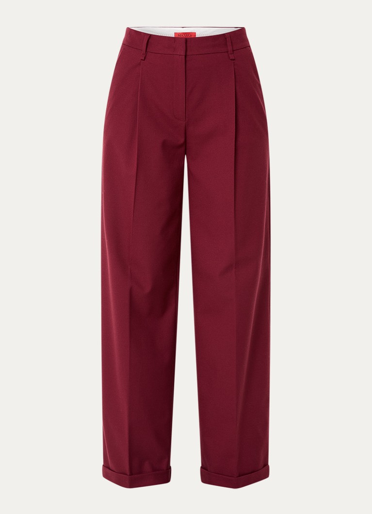 Max & Co Dames Sacca high waist loose fit pantalon met steekzakken in de kleur Bordeauxrood
