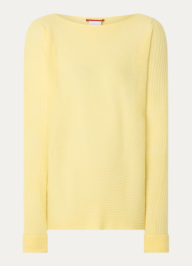 Max & Co Dames Grofgebreide semi-transparante pullover in alpaca wolblend in de kleur Geel