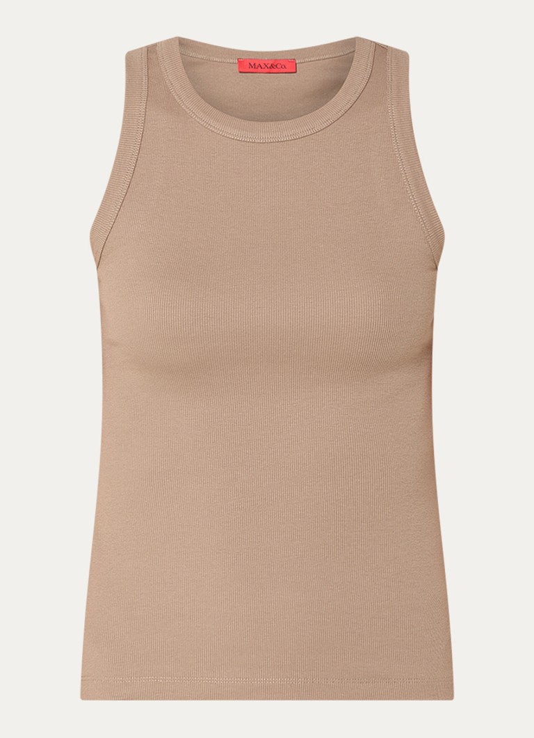 Max & Co Dames Tanktop met ronde hals in de kleur Donkerbeige