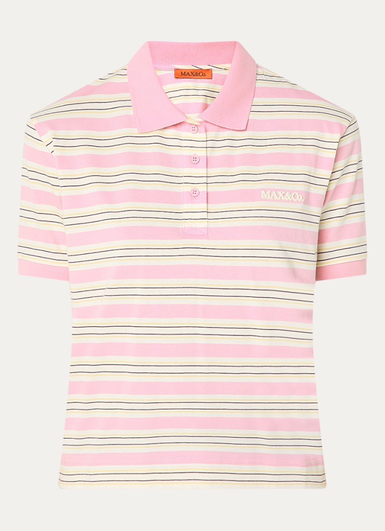 Max & Co Dames Comandare polo met streepprint in de kleur Roze