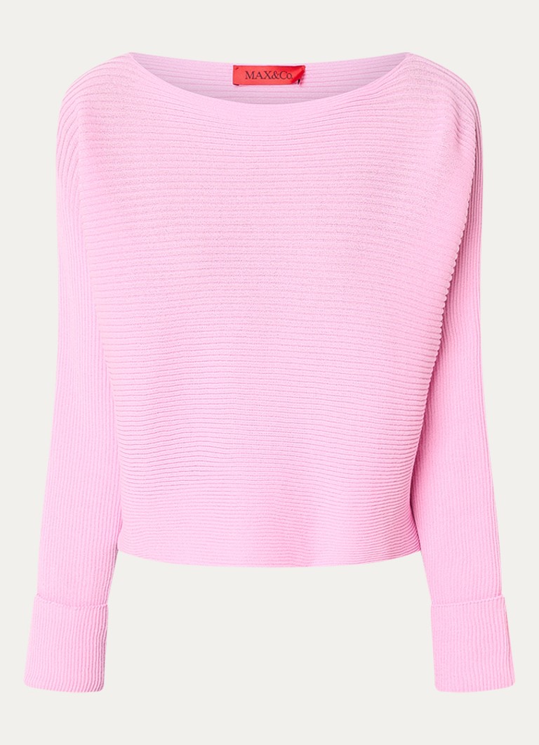 Max & Co Dames Scambio ribgebreide top met boothals in de kleur Roze