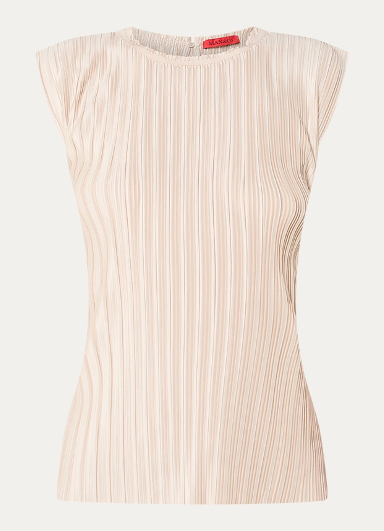 Max & Co Dames Top met plooien en ronde hals in de kleur Vanillegeel