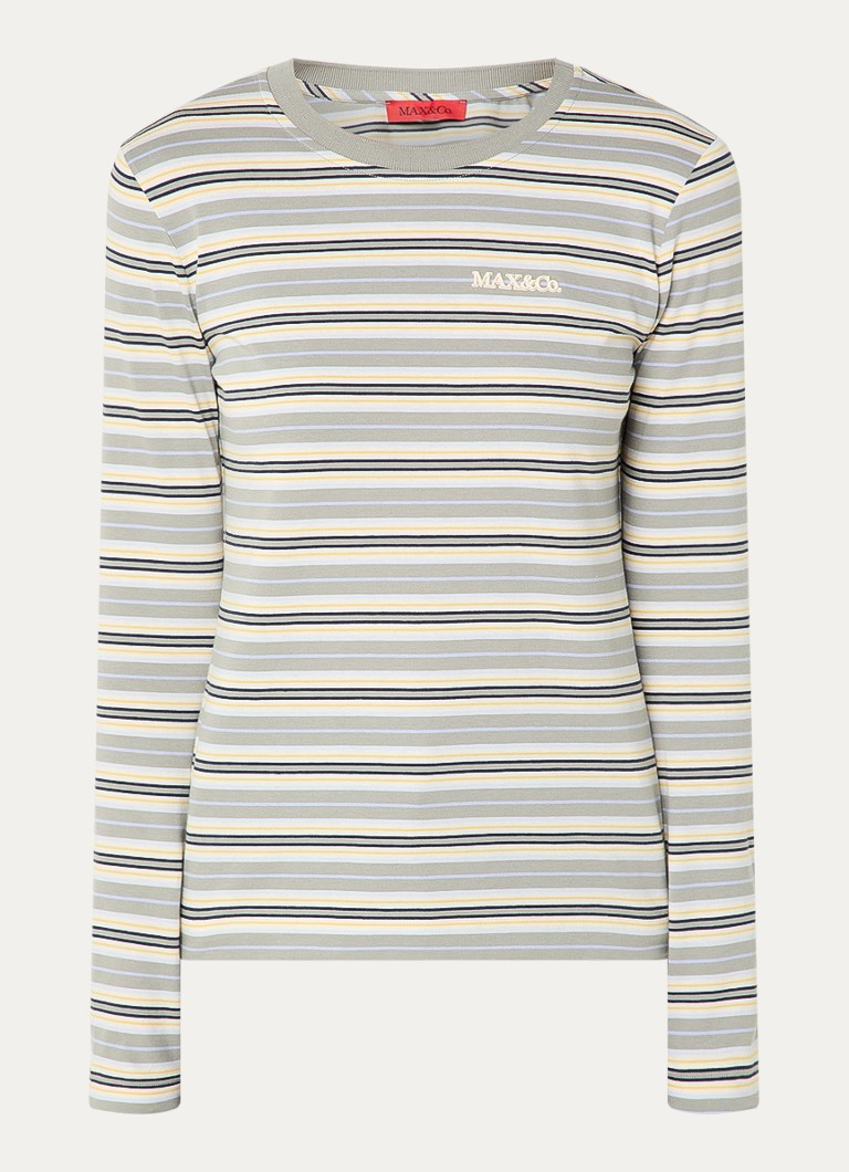 Max & Co Dames Comedusa longsleeve met streepprint in de kleur Lichtgroen