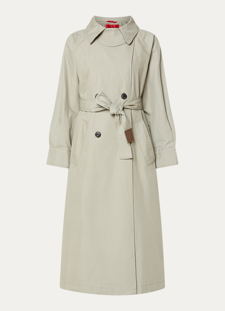 Max & Co Dames Saio double-breasted trenchcoat met strikceintuur en steekzakken in de kleur Lichtgroen