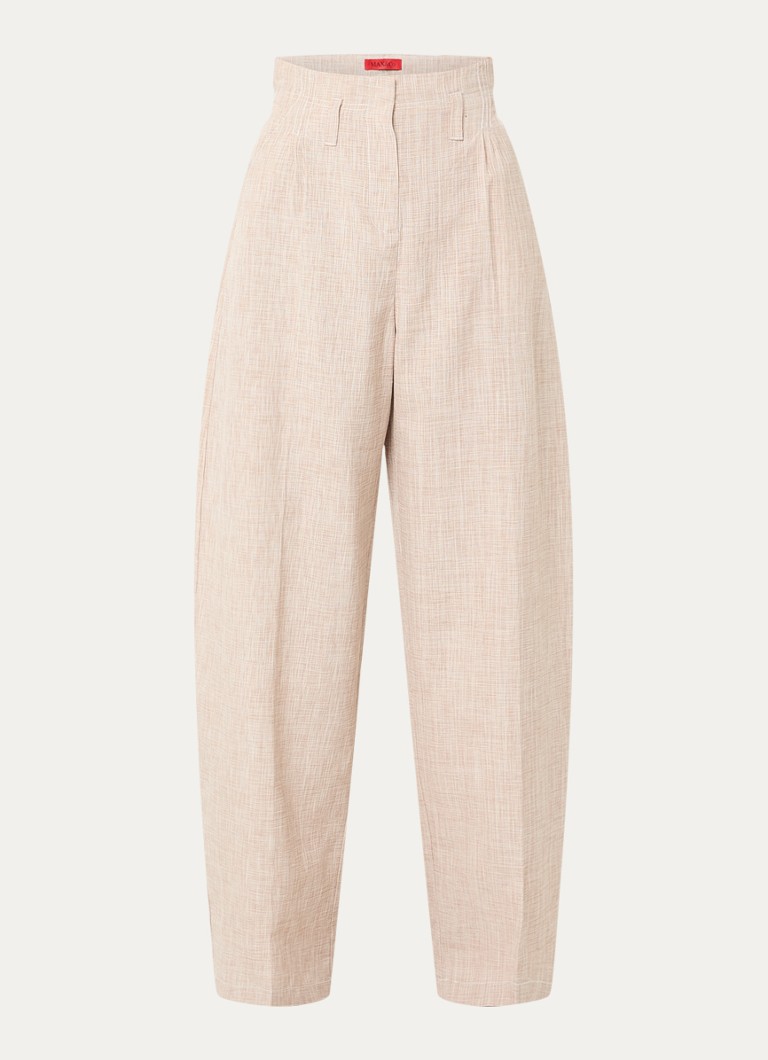 Max & Co Dames High waist wide fit broek met steekzakken in de kleur Beige