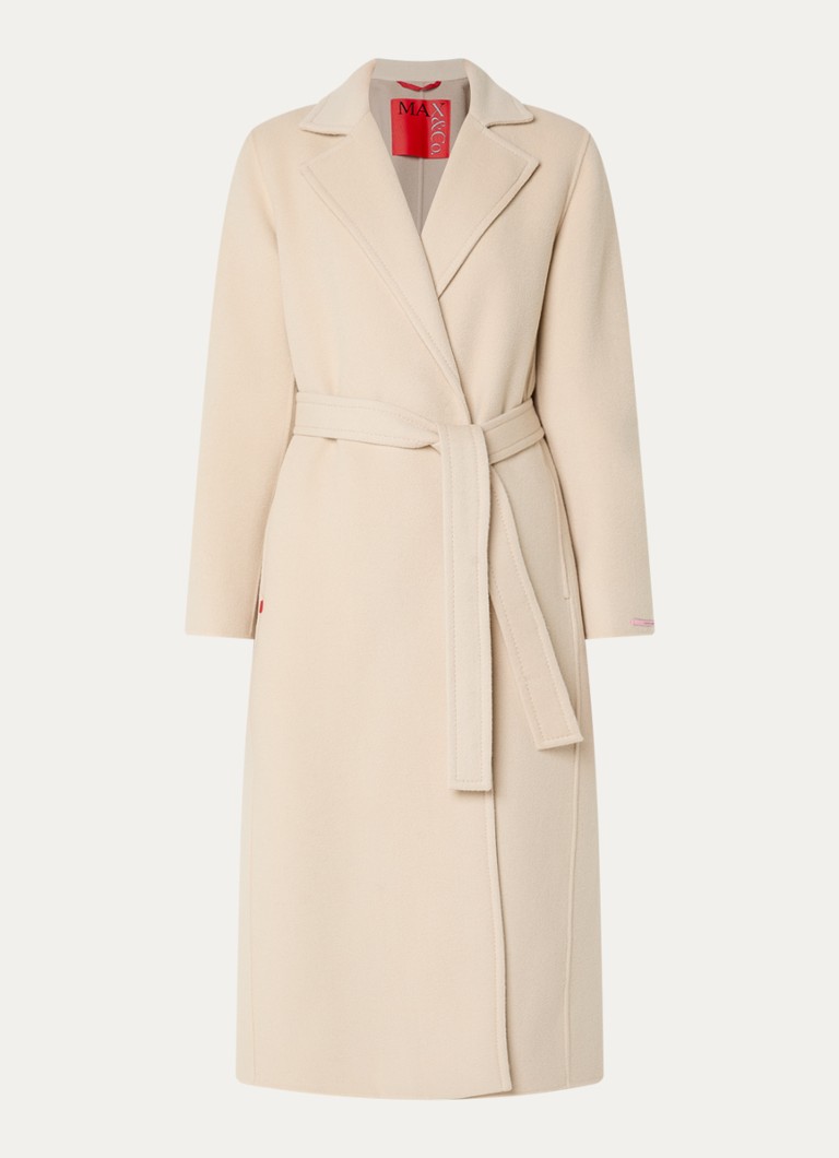 Max & Co Dames Longrundbl mantel van scheerwol in de kleur Creme