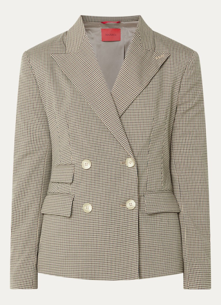 Max & Co Dames Mcofenice double-breasted blazer met ruitdessin in de kleur Beige