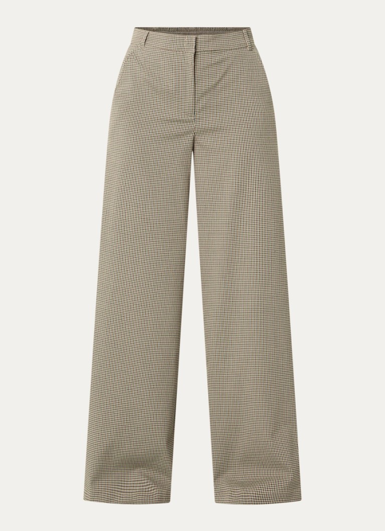 Max & Co Dames Sospiro high waist loose fit pantalon met ruitdessin in de kleur Beige