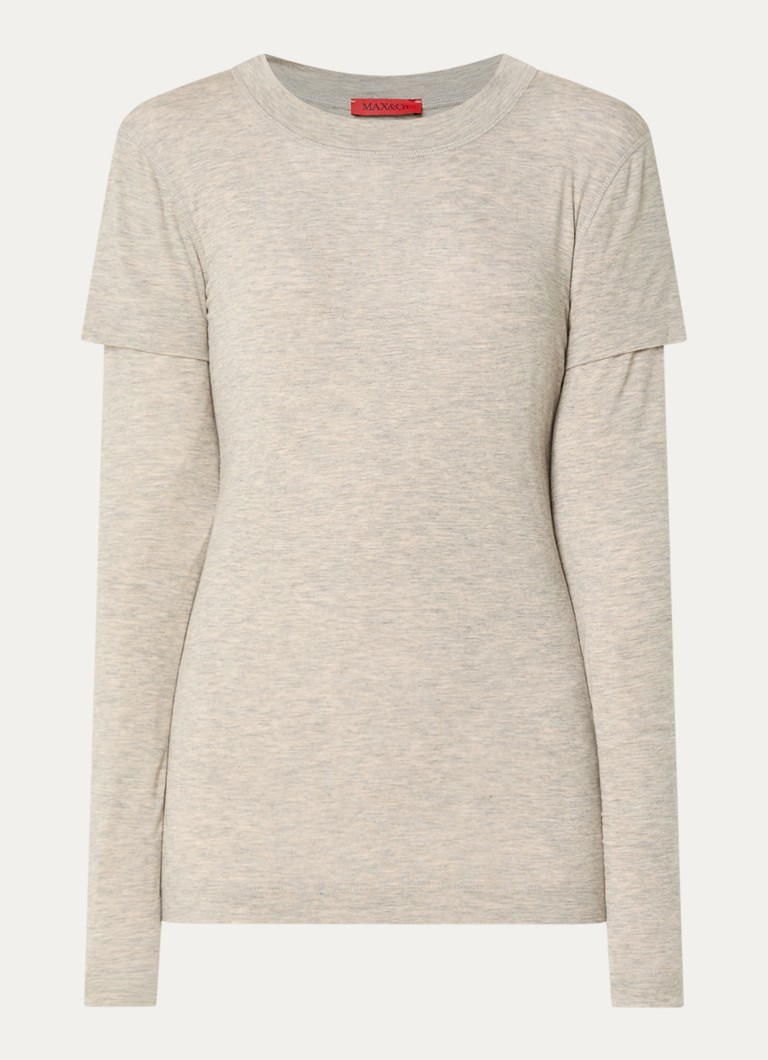 Max & Co Dames Gala longsleeve met gemêleerd dessin in de kleur Grijsmele