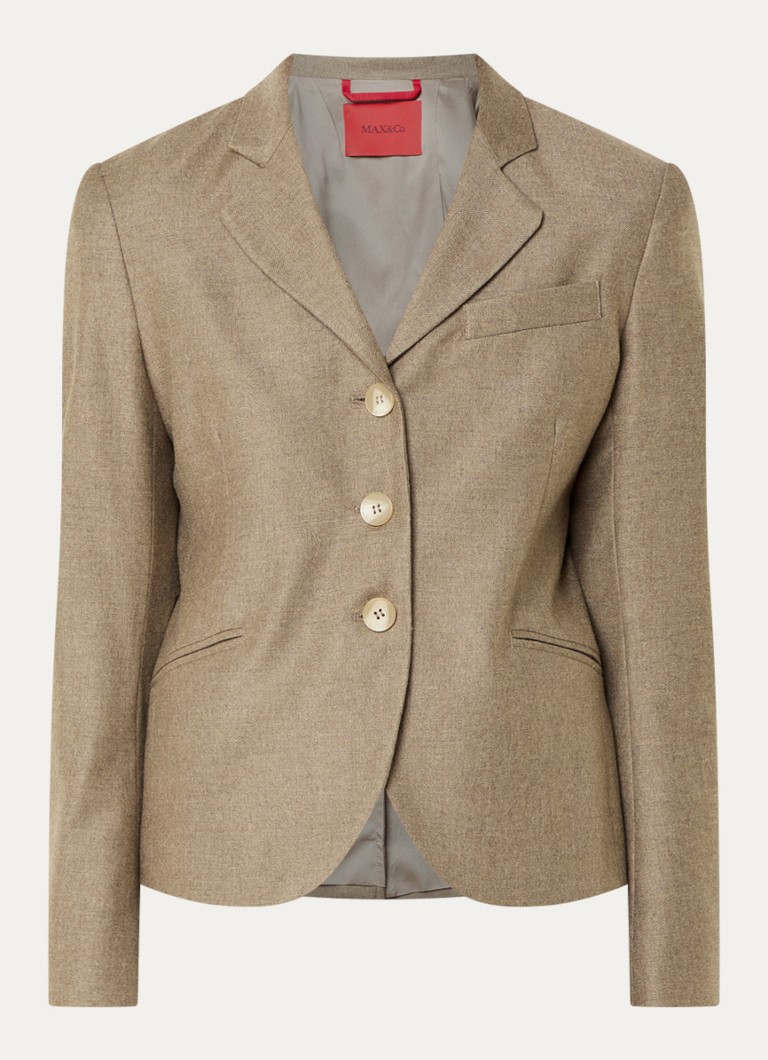 Max & Co Dames High waist wide fit korte broek in wolblend met steekzakken in de kleur Khaki