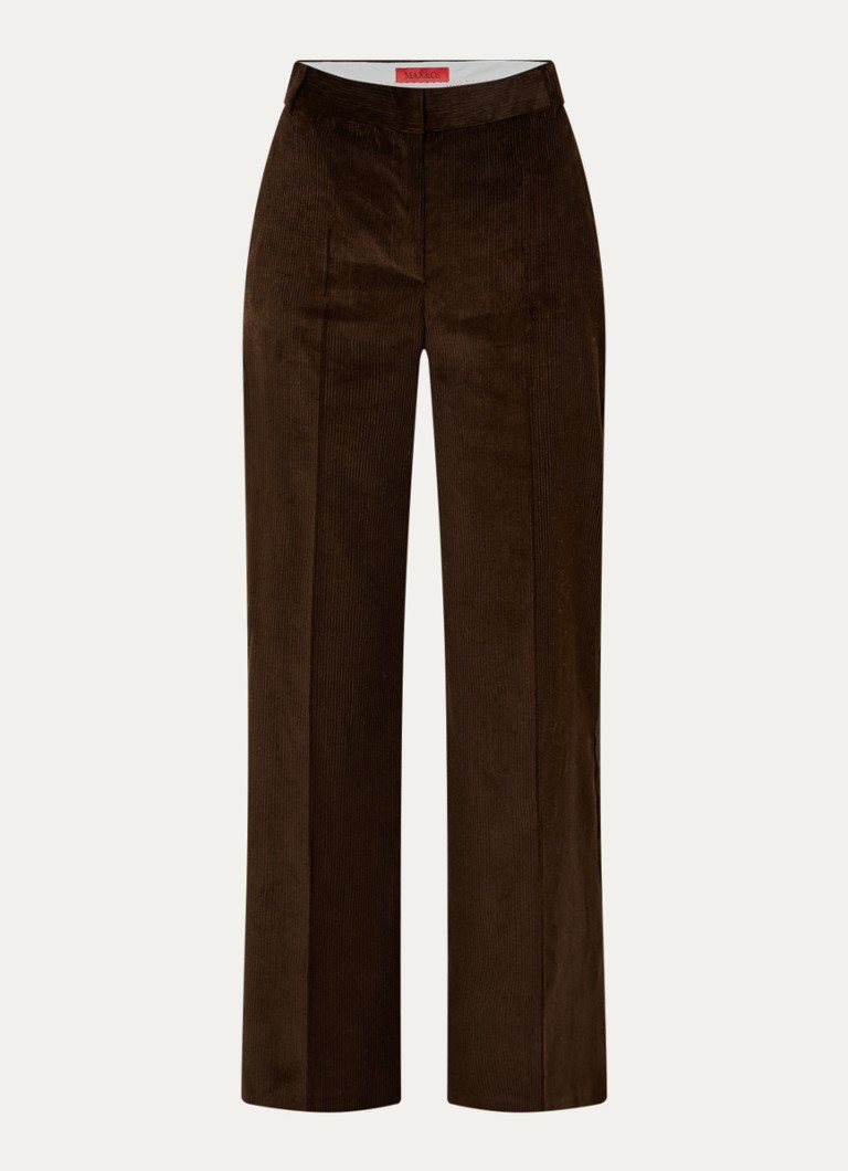 Max & Co Dames Cane high waist flared fit pantalon van corduroy in de kleur Donkerbruin