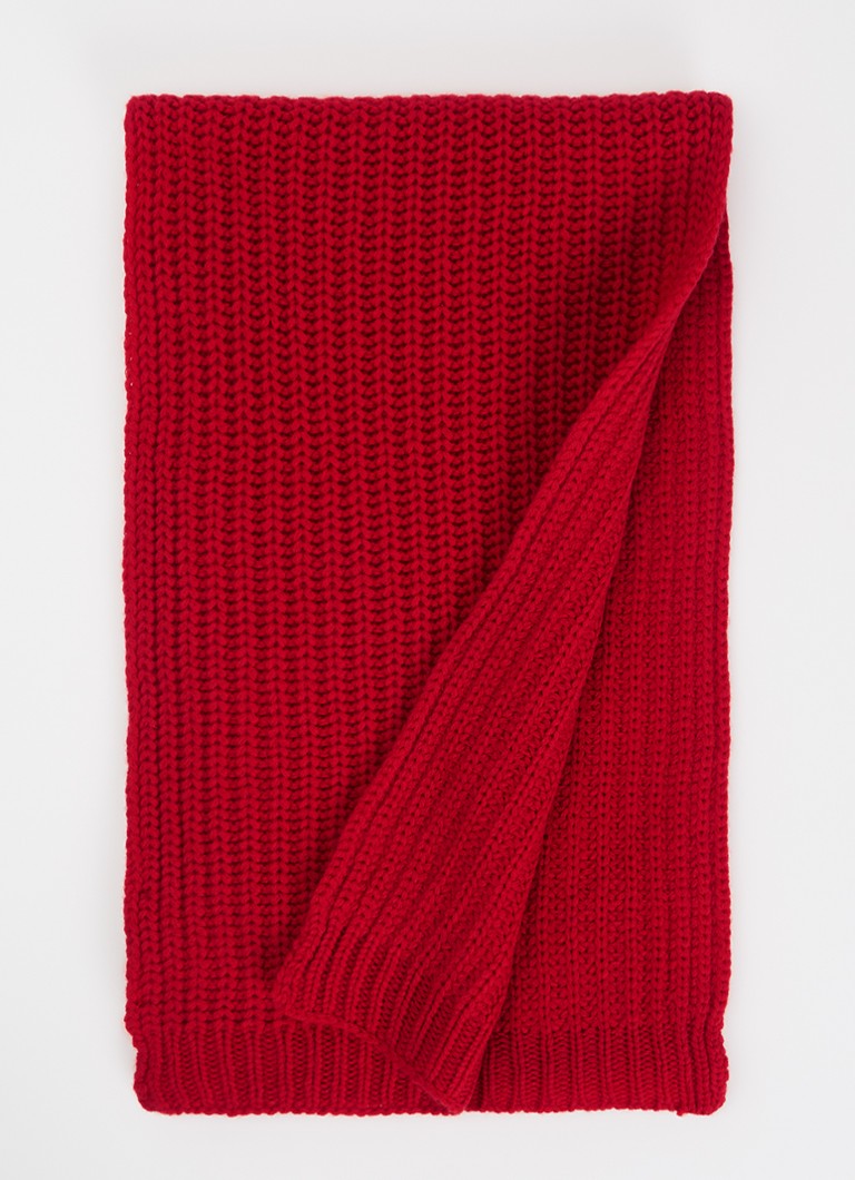Max & Co Dames Grofgebreide sjaal van wol in de kleur Rood
