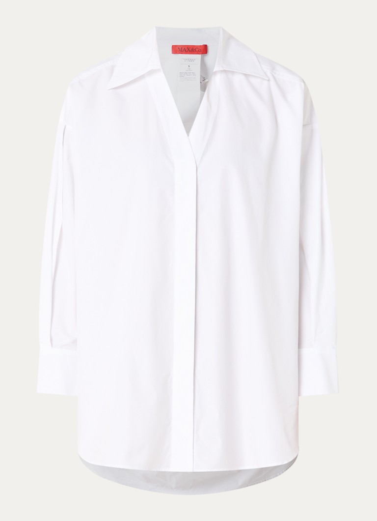 Max & Co Dames Colle oversized blouse met kraag in de kleur Wit
