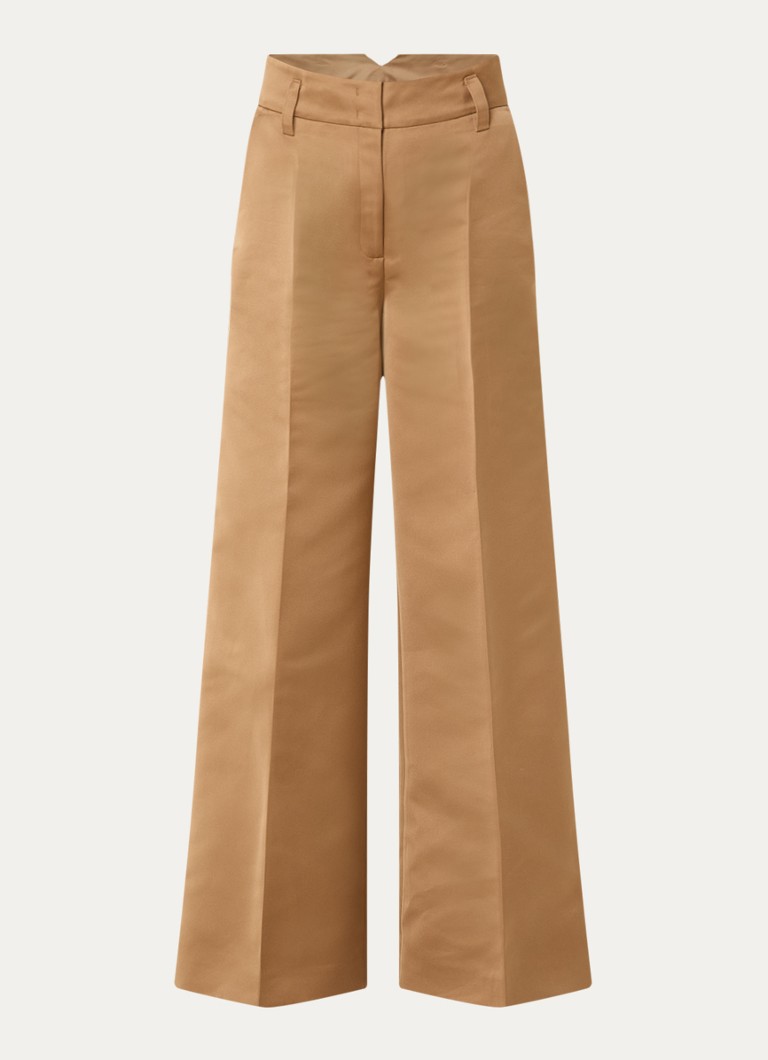 Max & Co Dames Circolo high waist wide fit pantalon met steekzakken in de kleur Lichtbruin