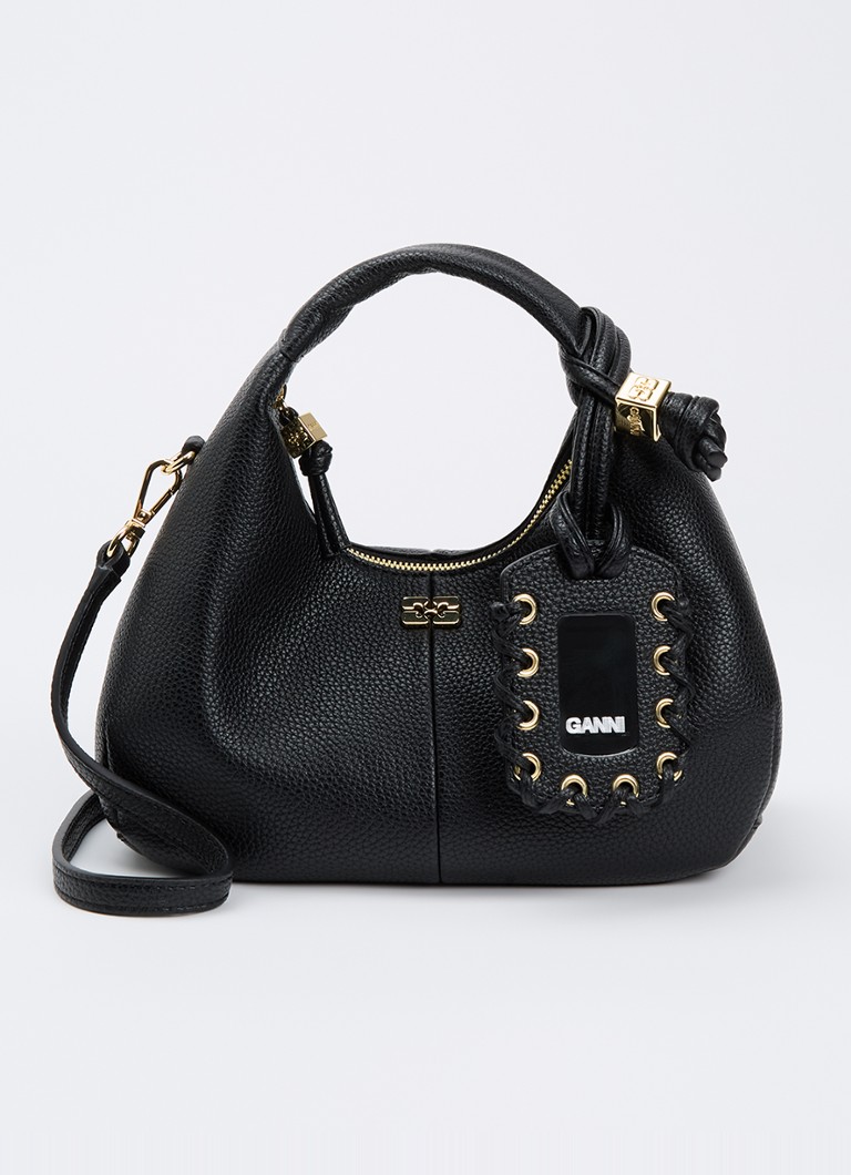 Ganni Dames Hobo Mini handtas met afneembare schouderriem in de kleur Zwart, maat: OS