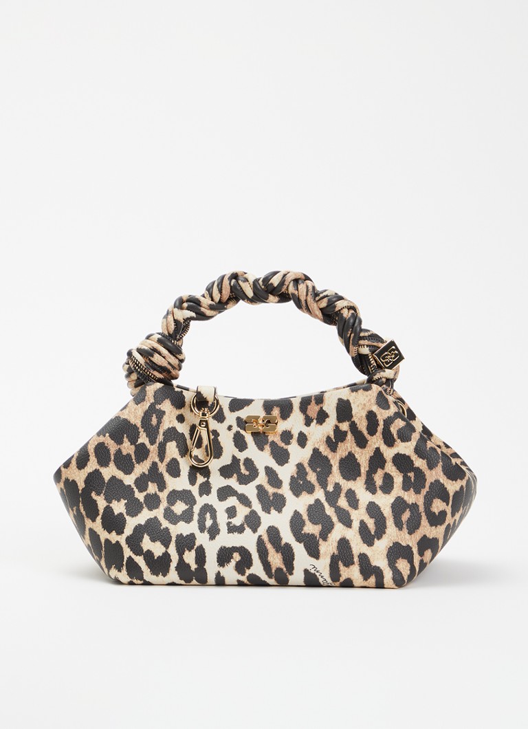 Ganni Dames Bou Small crossbodytas met panterprint en afneembare schouderriem in de kleur Camel, maat: 1MAAT