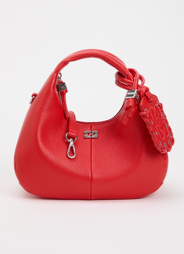Ganni Dames Hobo Mini handtas met afneembare schouderriem in de kleur Vuurrood, maat: One Size