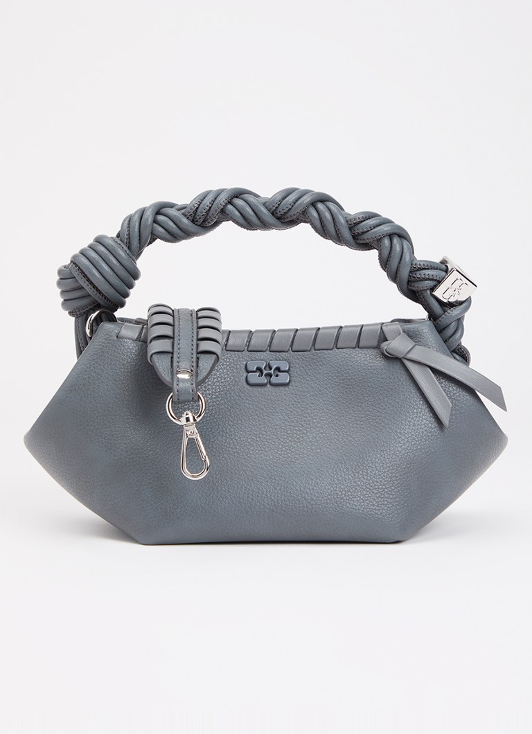 Ganni Dames Bou Mini handtas met gevlochten details en afneembare schouderriem in de kleur Staalblauw, maat: ONE SIZE