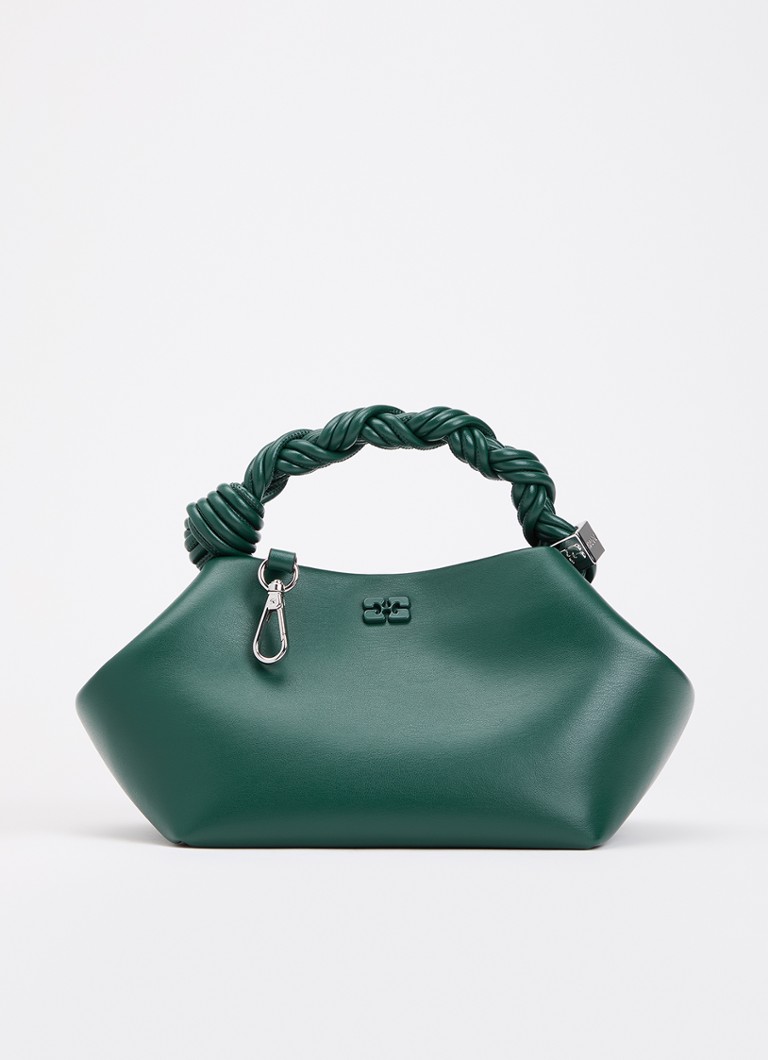 Ganni Dames Bou Small handtas van leer met afneembare schouderriem in de kleur Donkergroen, maat: ONE SIZE