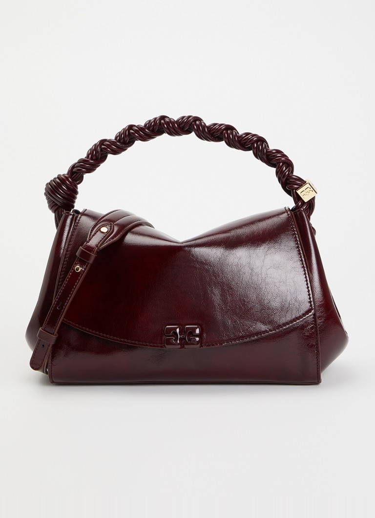 Ganni Dames Very Bou schoudertas met glanzende finish en afneembare schouderriem in de kleur Aubergine, maat: ONE SIZE