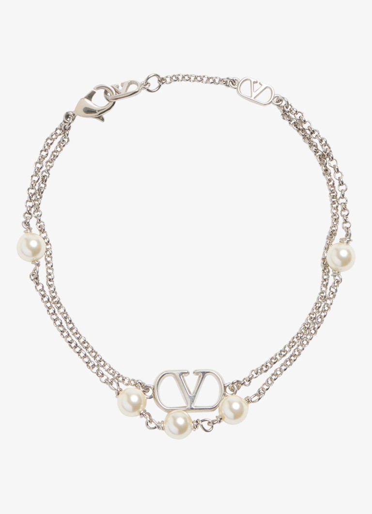 Valentino Garavani Dames VLogo Signature armband met logo in de kleur Zilver