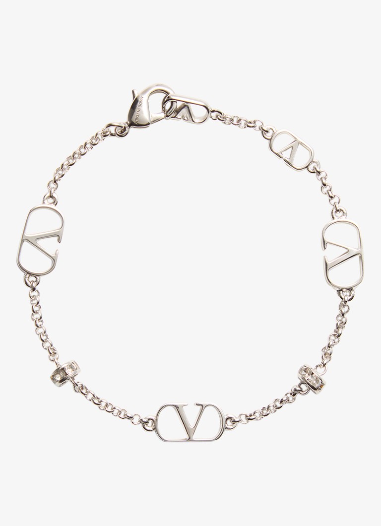 Valentino Garavani Dames Signature armband met logo in de kleur Zilver