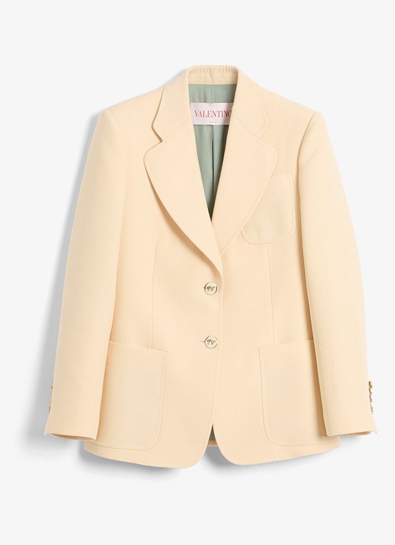 Valentino Garavani Dames Blazer in zijdeblend met opgestikte zakken in de kleur Creme