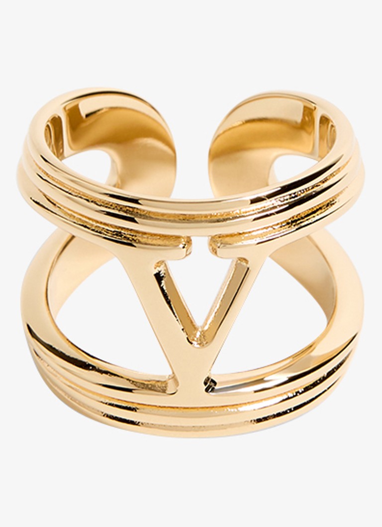 Valentino Garavani Dames Ovalette ring met logo in de kleur Goud