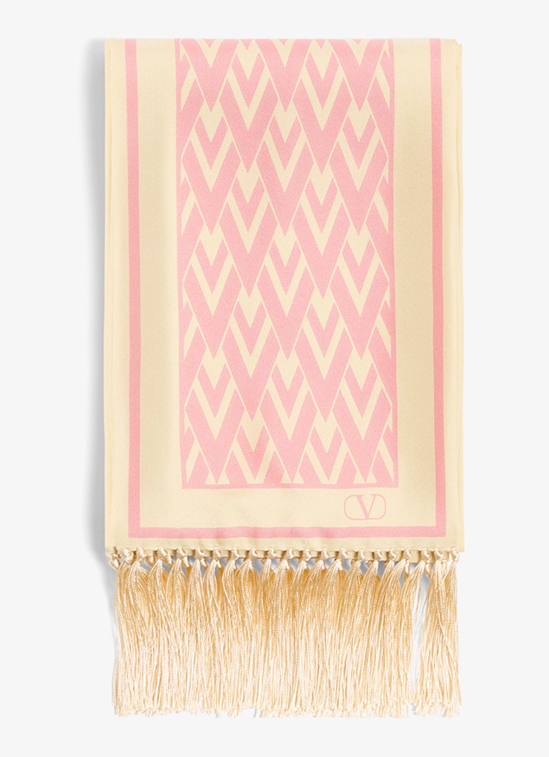 Valentino Garavani Dames Toute la V sjaal van zijde 180 x 15 cm in de kleur Roze