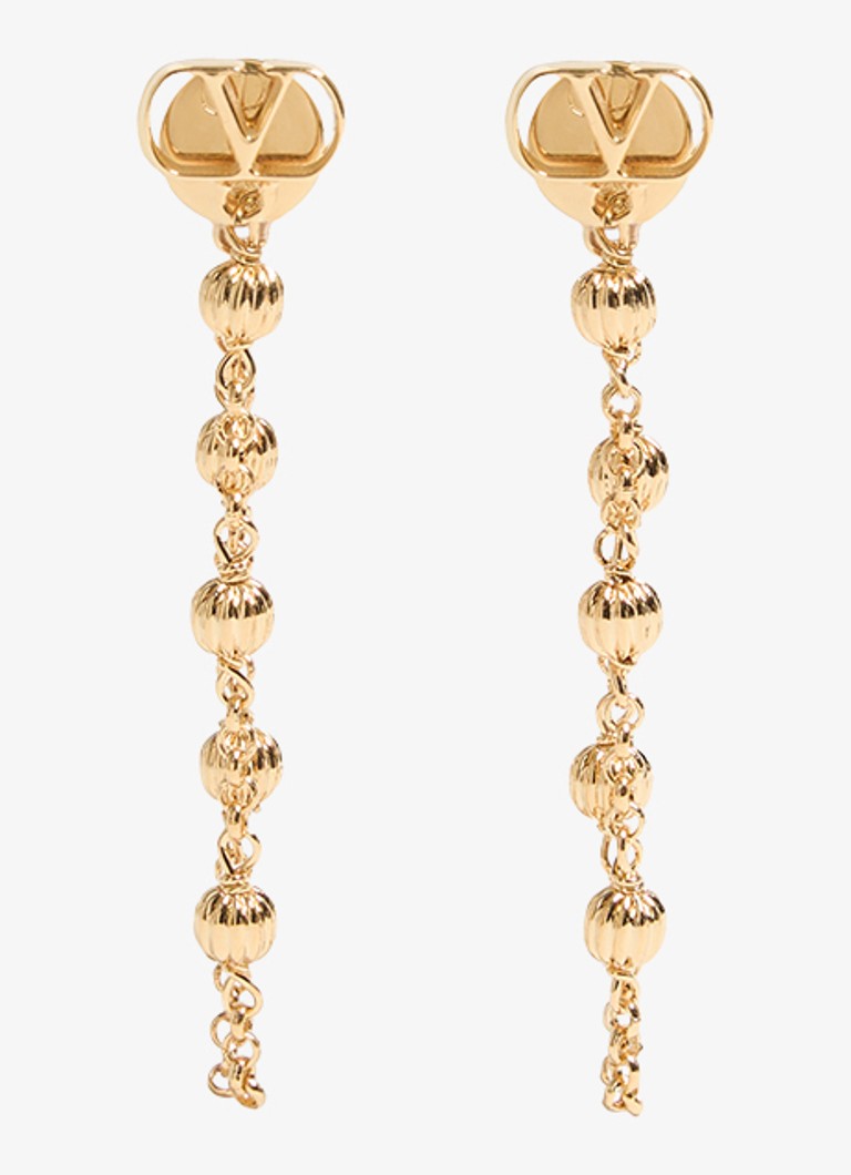 Valentino Garavani Dames Ovalette oorstekers met logo in de kleur Goud