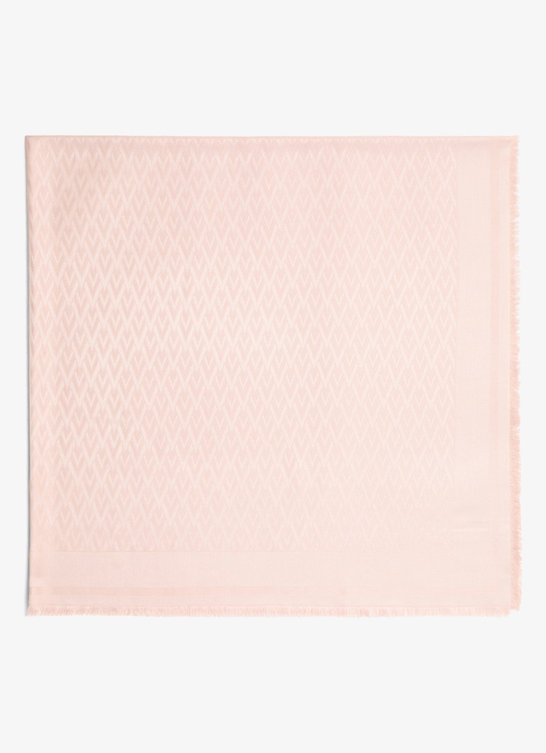 Valentino Garavani Dames Toute la V sjaal in zijdeblend met jacquard dessin 140 x 140 cm in de kleur Lichtroze