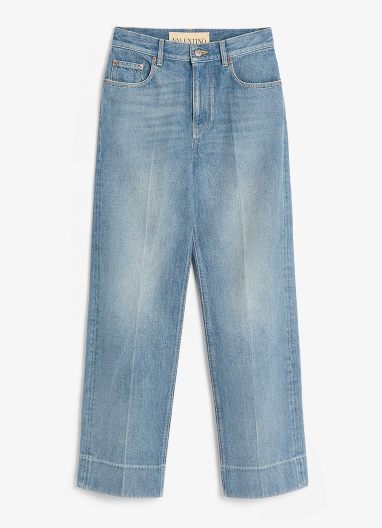 Valentino Garavani Dames Mid waist straight leg jeans met medium wassing in de kleur Indigo