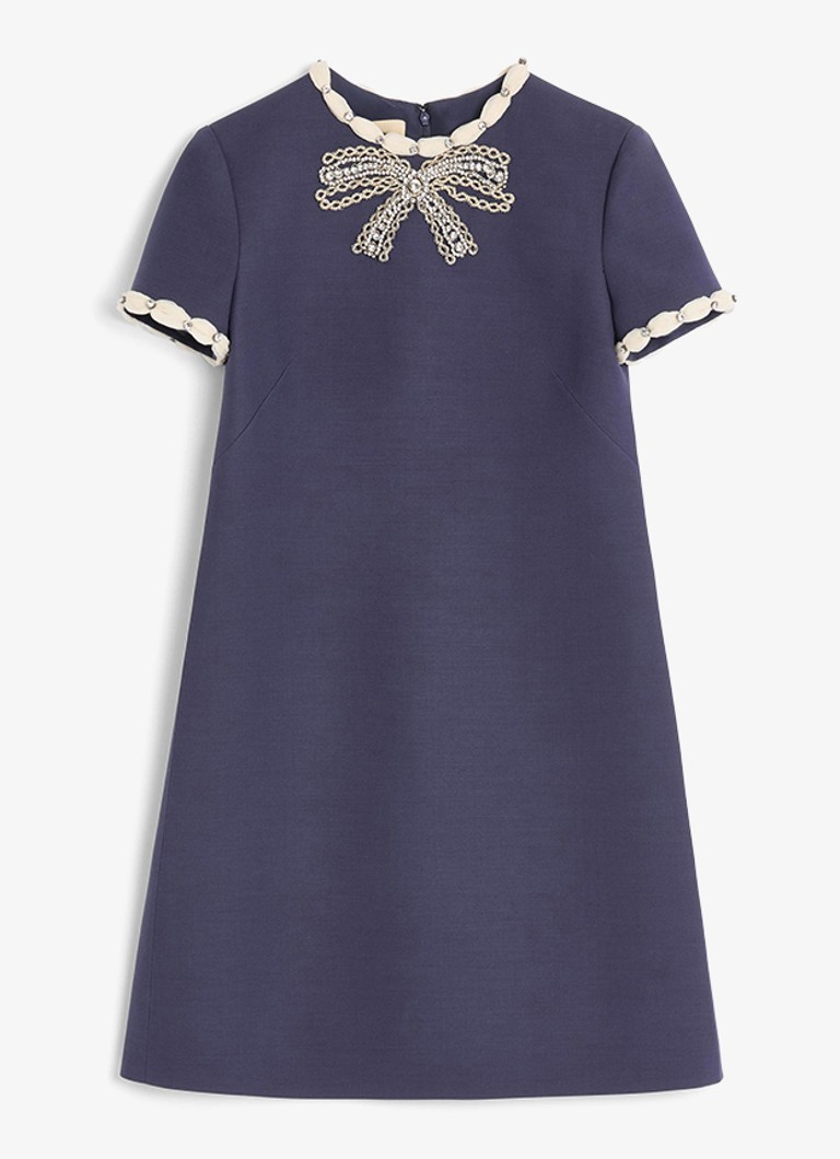 Valentino Garavani Dames Mini jurk in zijdeblend met strass in de kleur Blauw