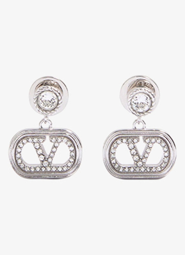 Valentino Garavani Dames Oorknopjes met logo in de kleur Zilver