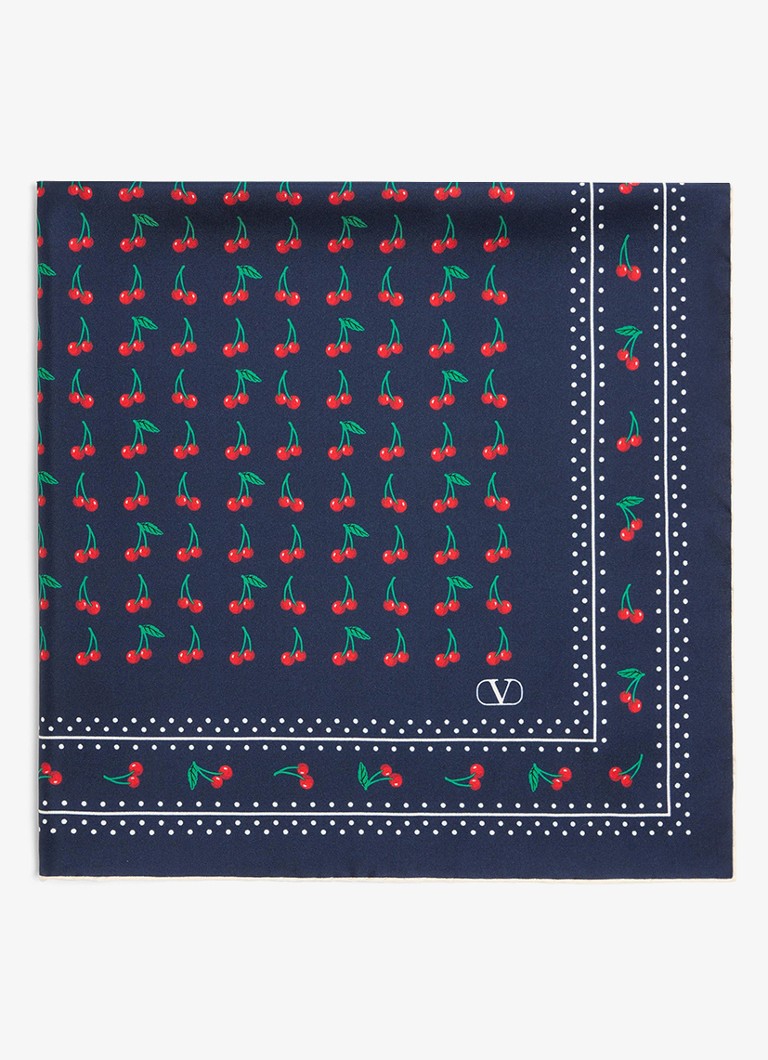 Valentino Garavani Dames Sjaal van zijde met print 70 x 70 cm in de kleur Donkerblauw