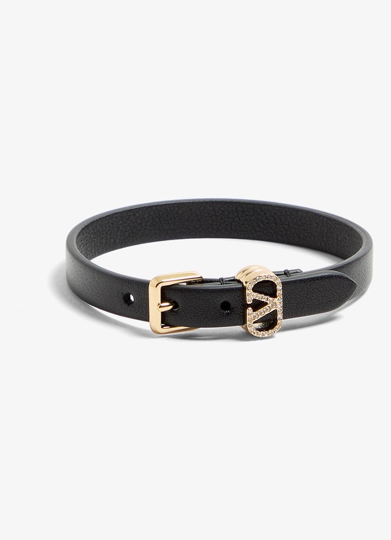 Valentino Garavani Dames Armband van kalfsleer met logo in de kleur Zwart