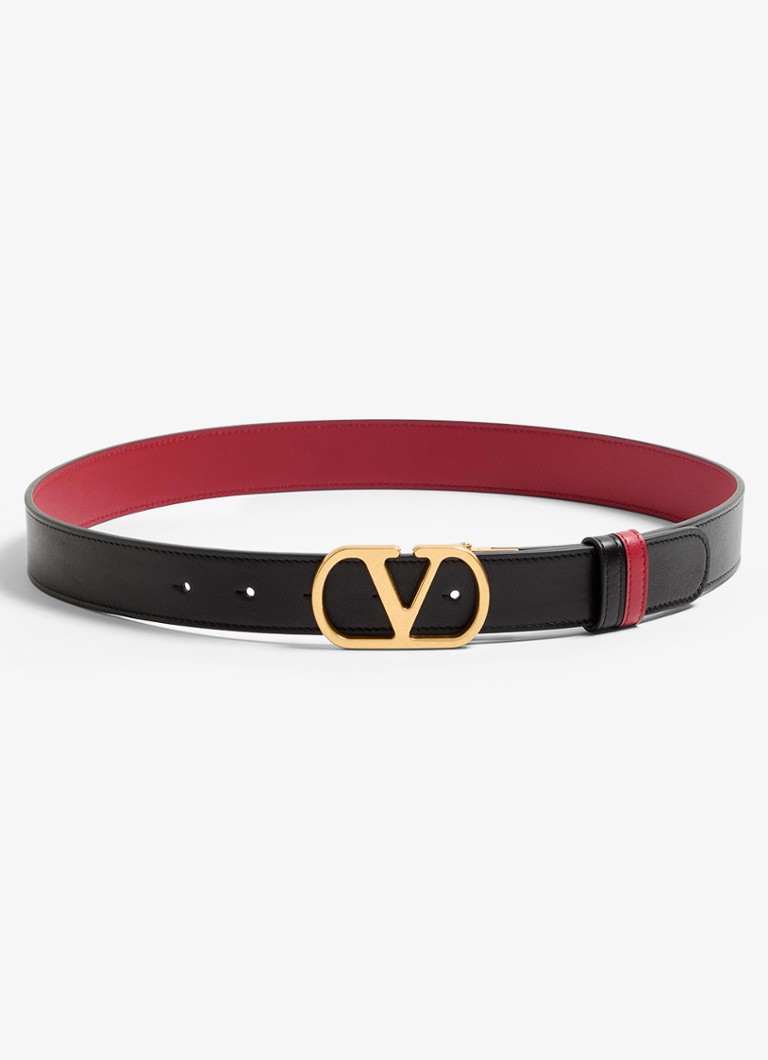 Valentino Garavani Dames VLogo Signature reversible riem van kalfsleer in de kleur Rood