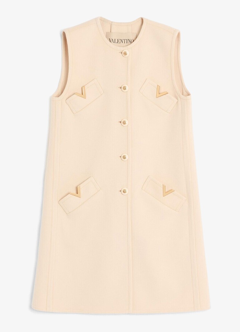 Valentino Garavani Dames Longline gilet in kasjmierblend in de kleur Creme