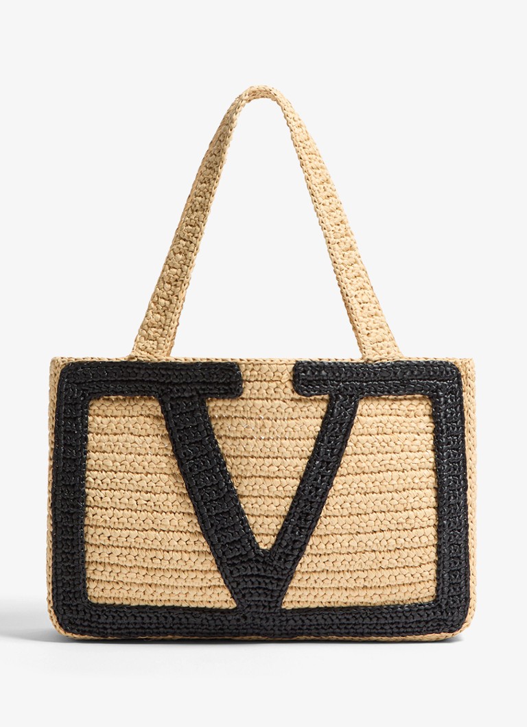 Valentino Garavani Dames Shopper van raffia in de kleur Beige