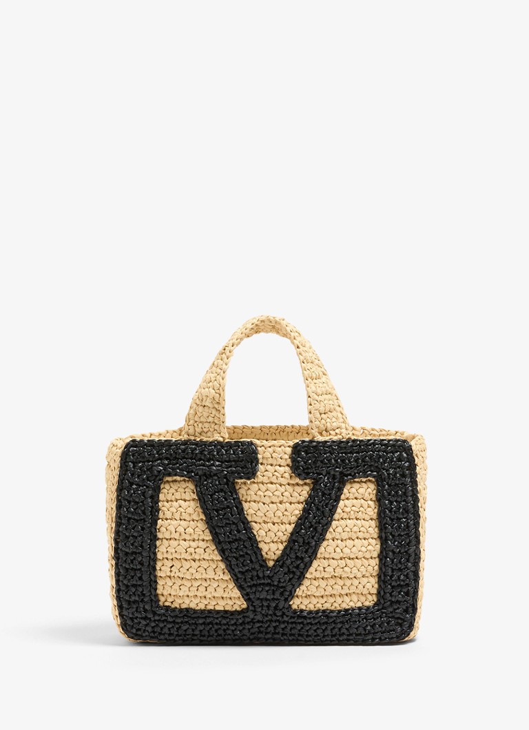 Valentino Garavani Dames Shopper van raffia in de kleur Beige