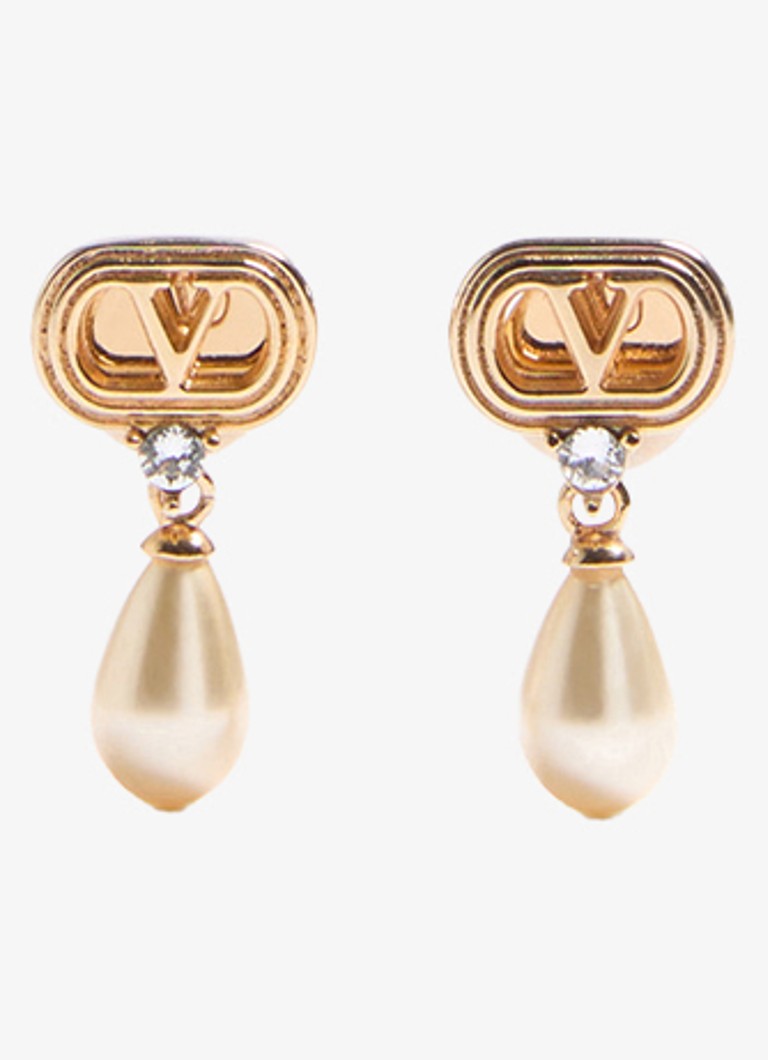 Valentino Garavani Dames Oorstekers met logo in de kleur Goud