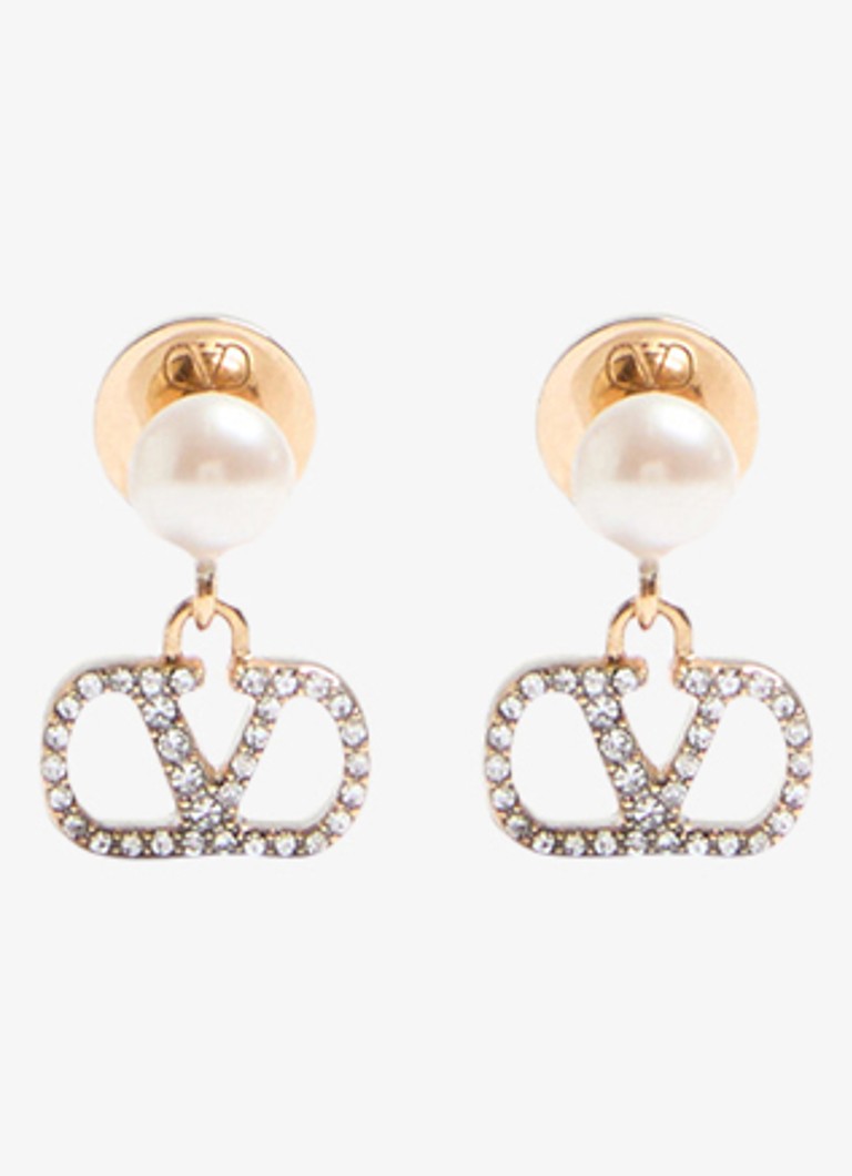 Valentino Garavani Dames Oorstekers met logo in de kleur Goud