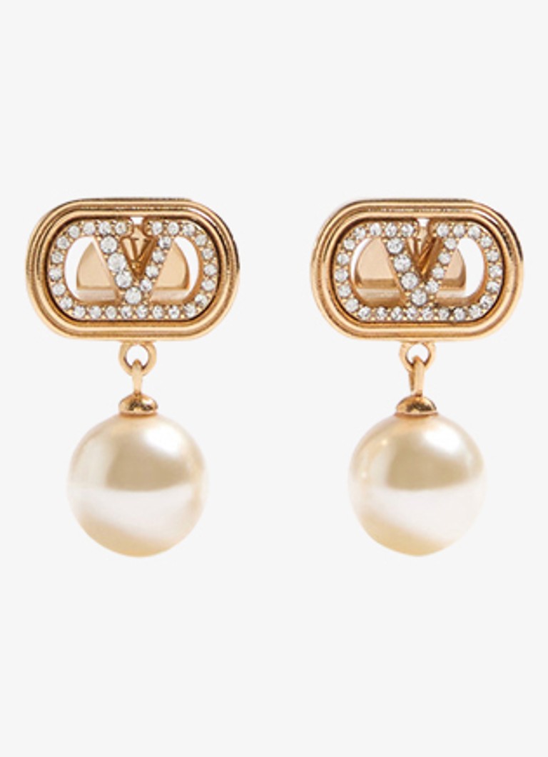 Valentino Garavani Dames Oorstekers met hanger en logo in de kleur Goud