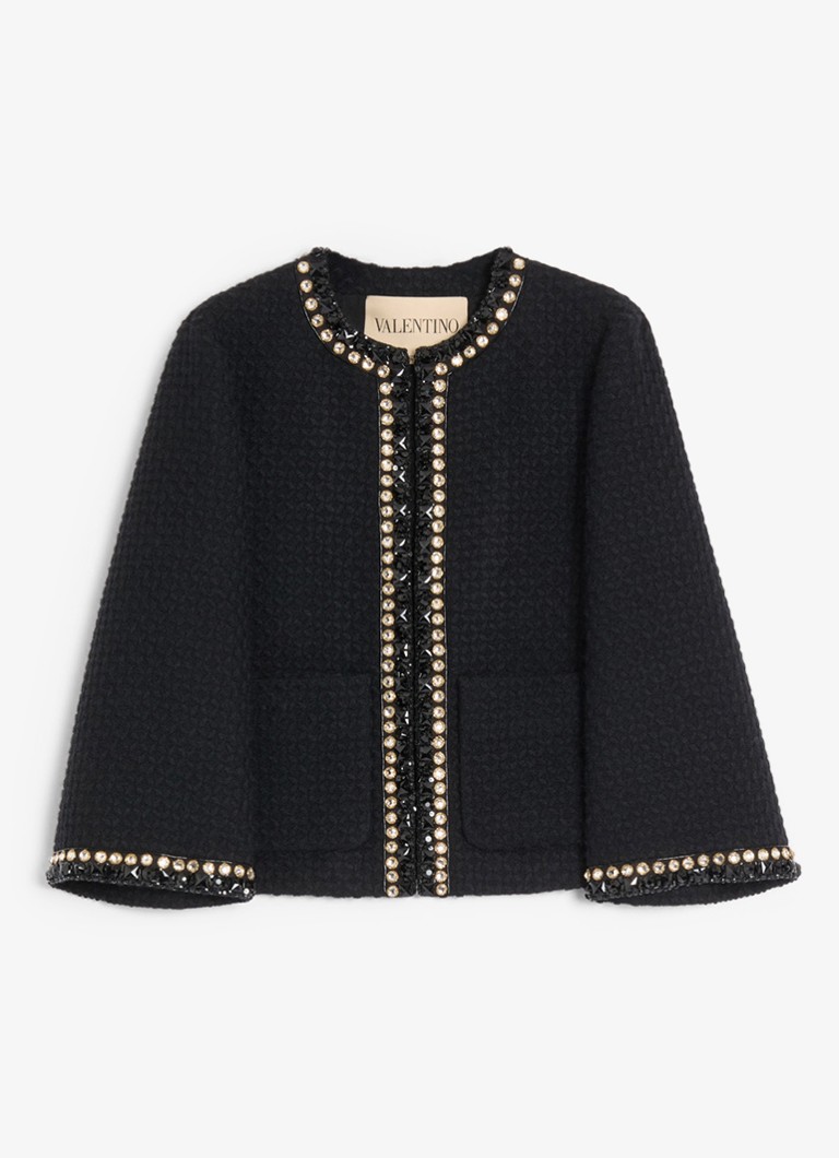 Valentino Garavani Dames Blazer van tweed met strass in de kleur Zwart