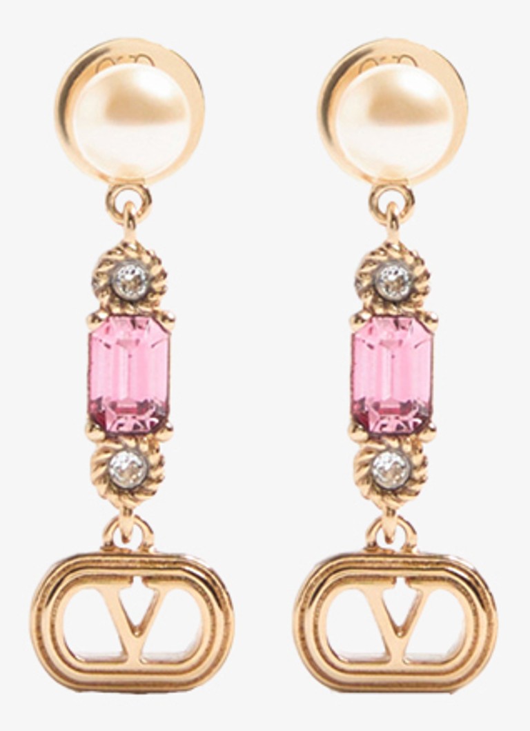 Valentino Garavani Dames Ovalette oorstekers met logo in de kleur Goud